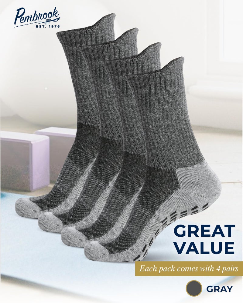 Pembrook 4 Pairs Crew Non Slip Socks - Gripper for Men Women Husband Dad | Grip| Non Slip Socks Men | Non Skid for Men - Image 5